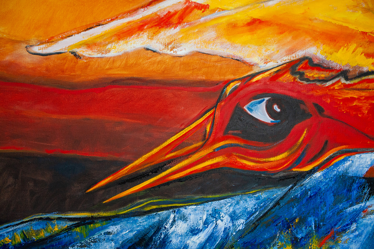 2025 vuur detail l'oseau de feu)) olieverf op linnen)145x300cm mg 3704