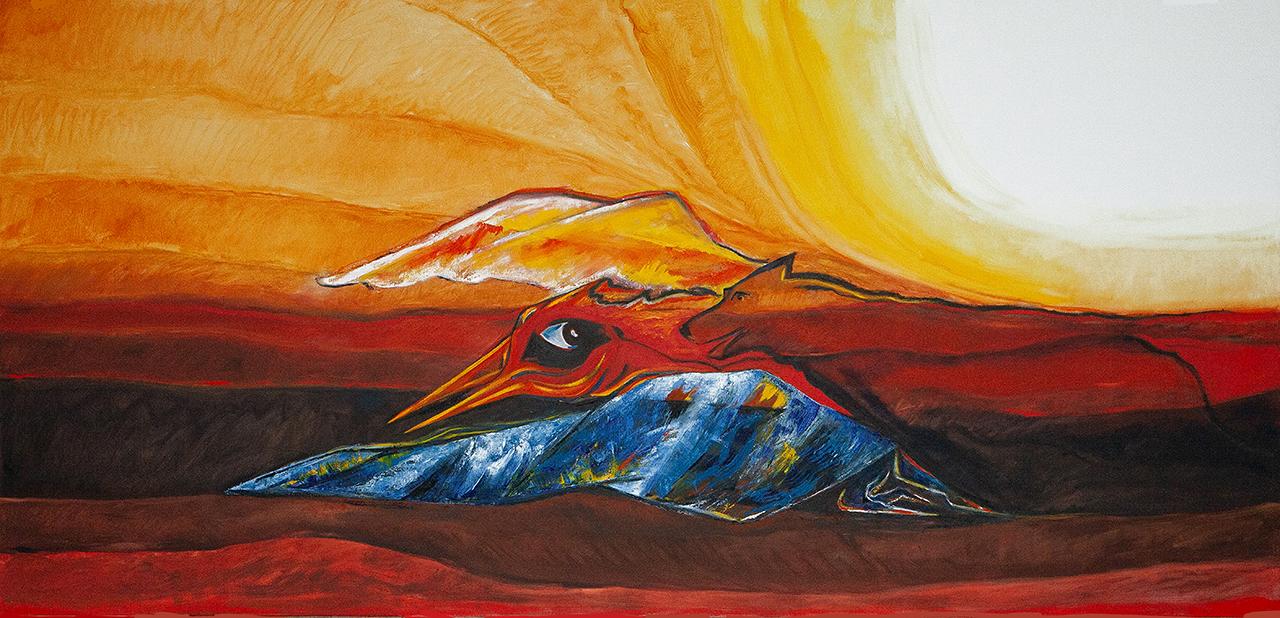 2025 vuur L'oseau de feu olieverf op linnen)145x300cm mg 3701